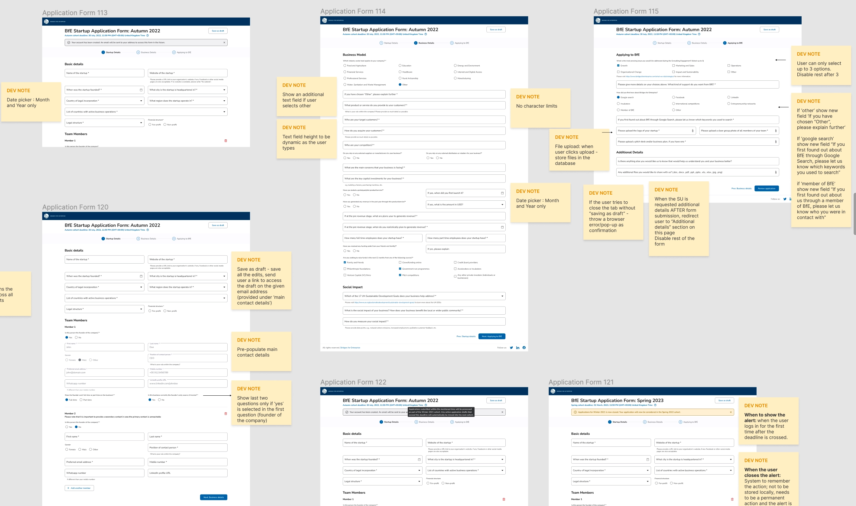 High fidelity UI - application form