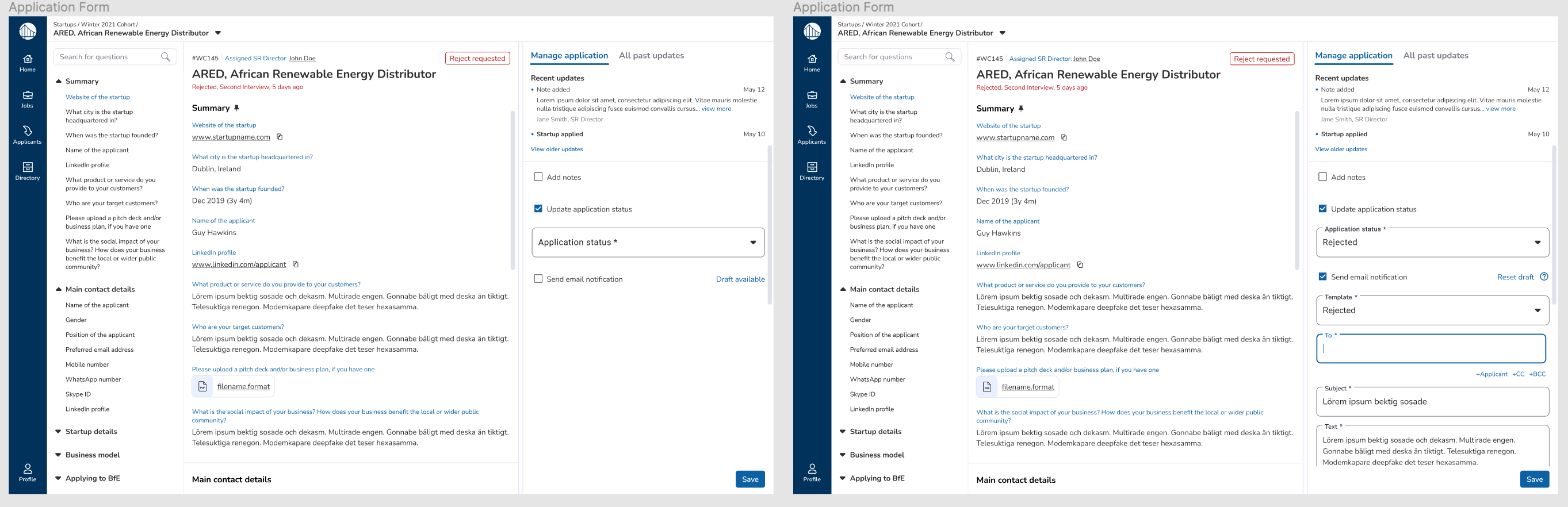 High fidelity UI - application management view