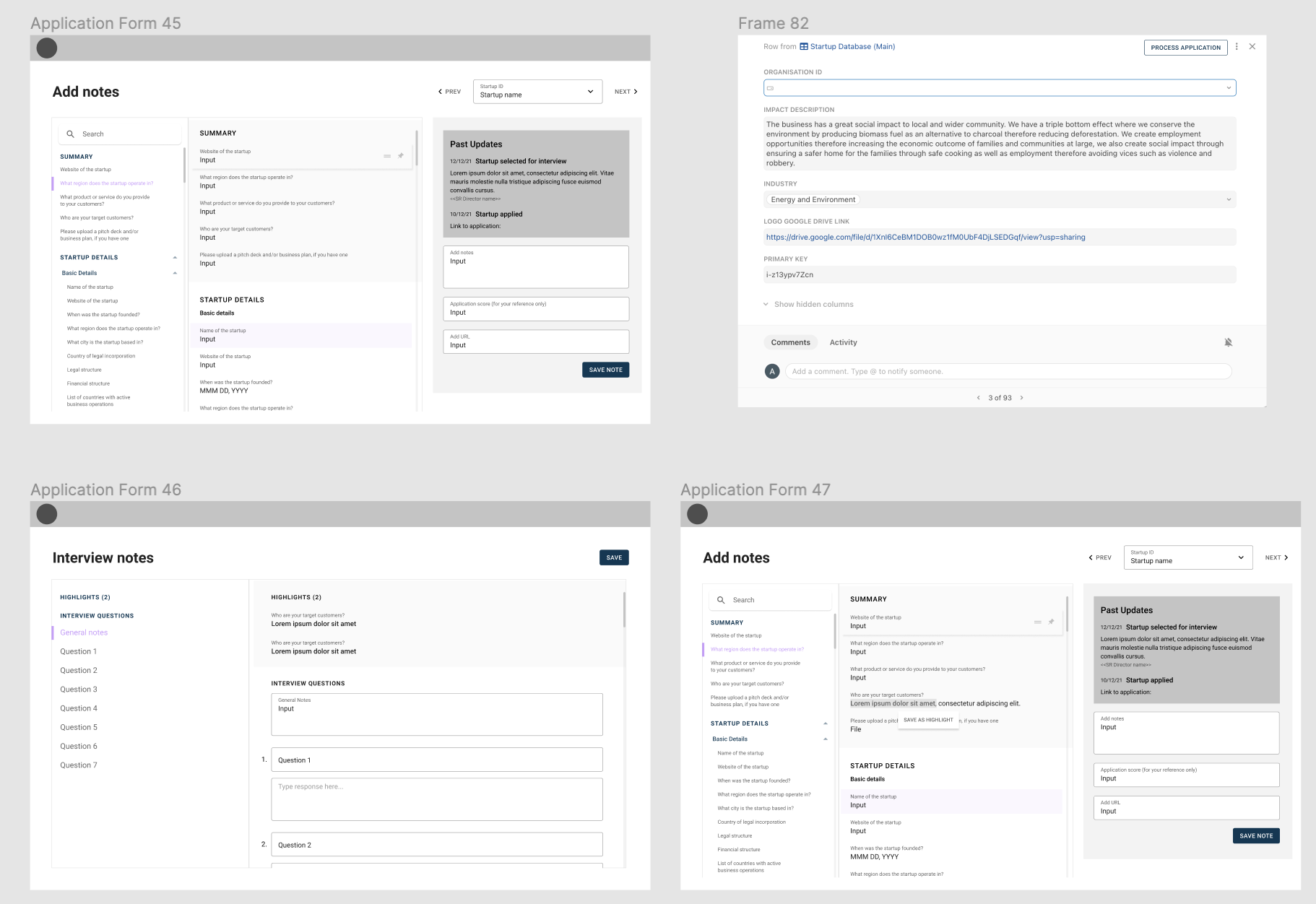 Ideation explorations