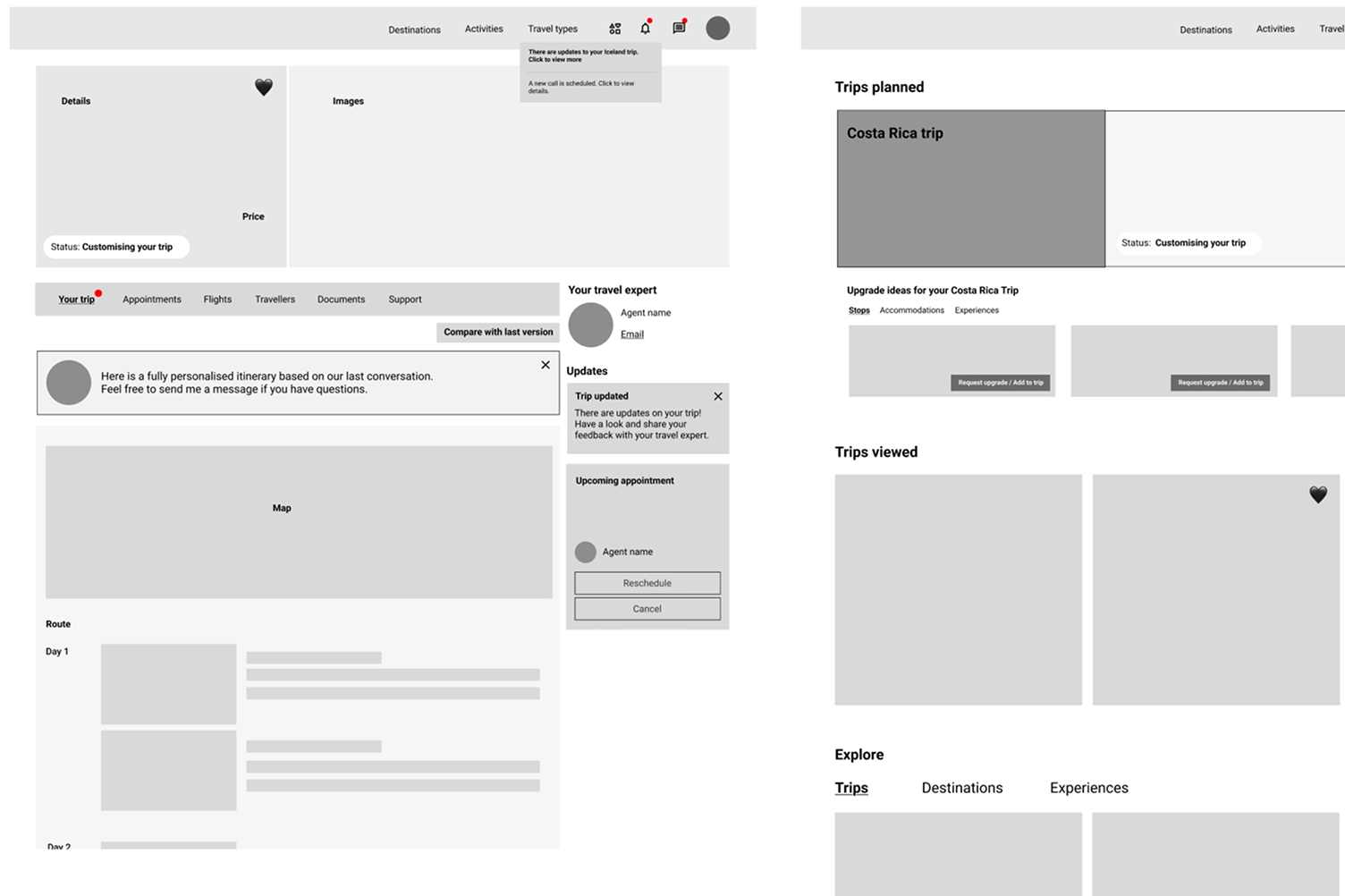 Wireframes and cross-team alignments